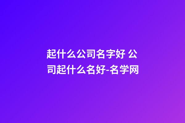 起什么公司名字好 公司起什么名好-名学网-第1张-公司起名-玄机派